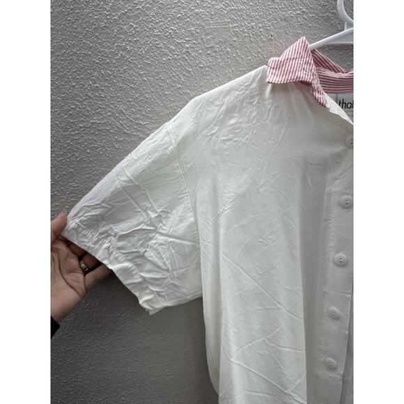 That's Me! Womens Top Size 3/4 White Short Sleeve Button Up Collared VTG - Picture 2 of 11